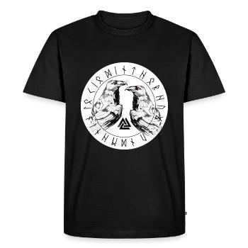Hugin et Munin Odins Raben Valhalla Runen Valknut - T-shirt Premium bio Homme - noir - Devant - Nico (187cm)