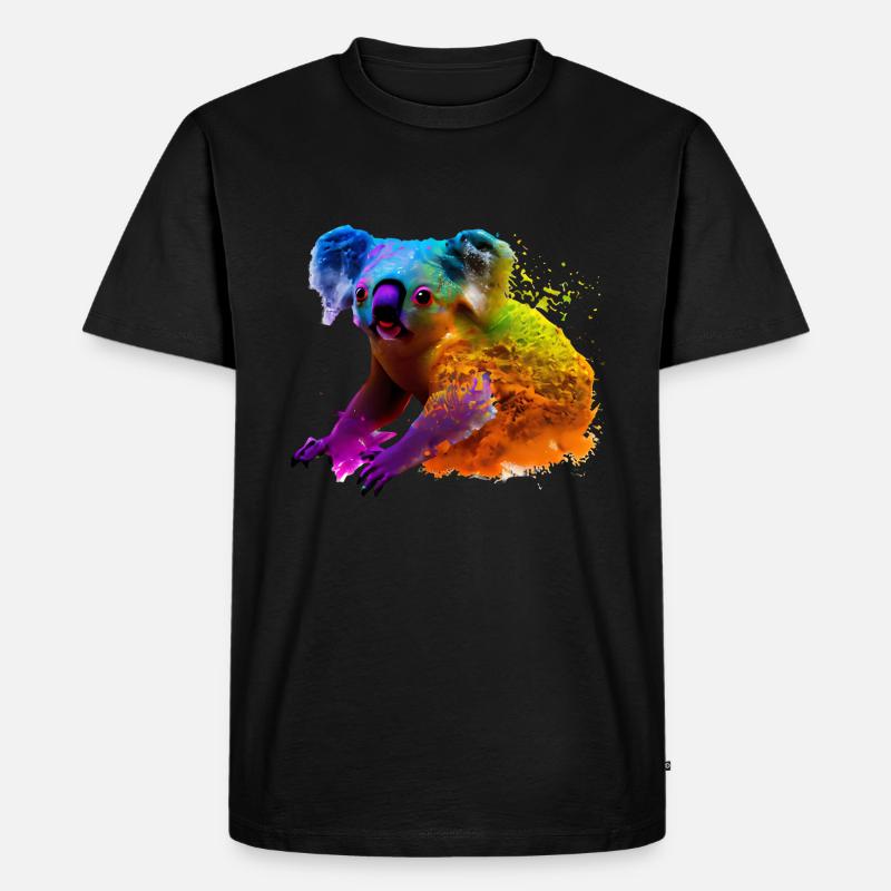 Koala in Farbexplosion - Männer Premium Bio T-Shirt - Schwarz