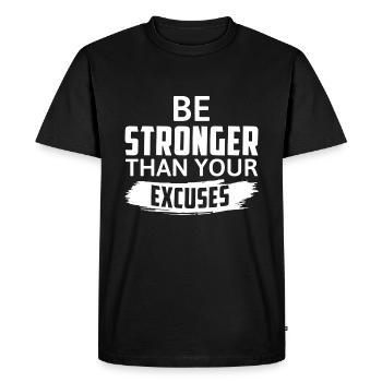Soyez plus fort que vos excuses - Motivation - T-shirt Premium bio Homme - noir - Devant - Nico (187cm)