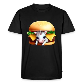Licorne Cheeseburger - T-shirt Premium bio Homme - noir - Devant - Nico (187cm)