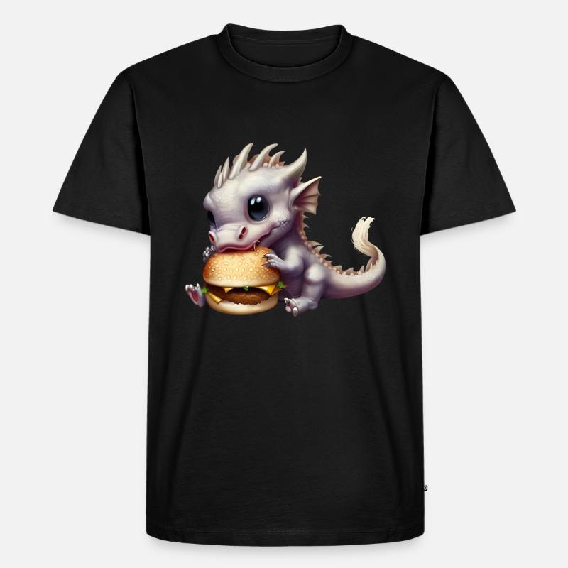 Cheeseburger Drache - Männer Premium Bio T-Shirt - Schwarz