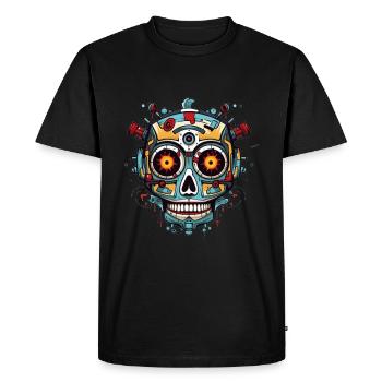 Crâne mexicain de robot - T-shirt Premium bio Homme - noir - Devant - Nico (187cm)