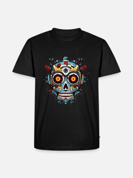 Mexican skull of robot - Men's Premium Organic T-Shirt - black