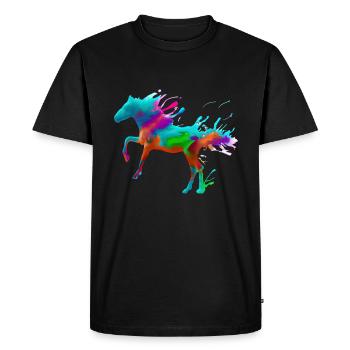 Cheval coloré - T-shirt Premium bio Homme - noir - Devant - Nico (187cm)
