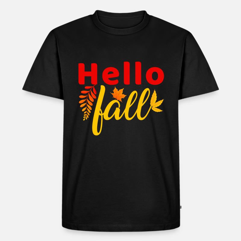 Herbst Hello Fall - Männer Premium Bio T-Shirt - Schwarz