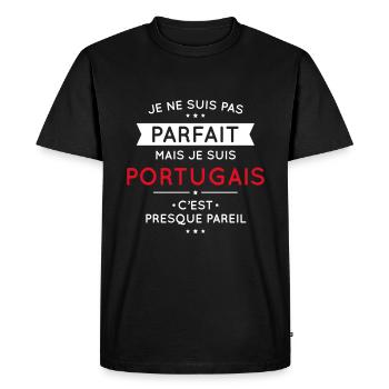 Je ne suis pas parfait mais je suis Portugais - T-shirt Premium bio Homme - noir - Devant - Nico (187cm)