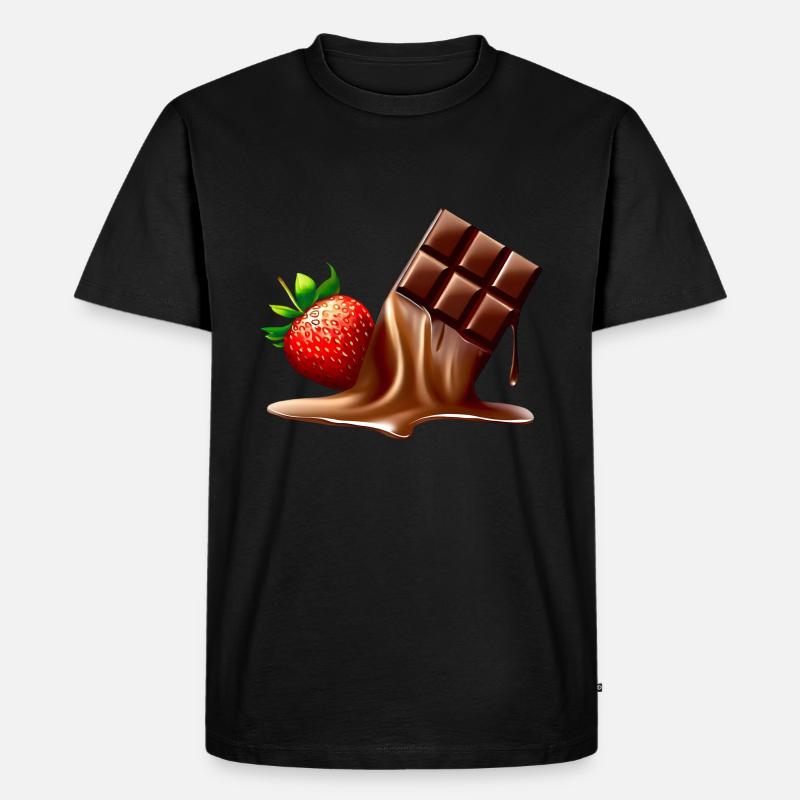Schokolade und Erdbeere - Männer Premium Bio T-Shirt - Schwarz