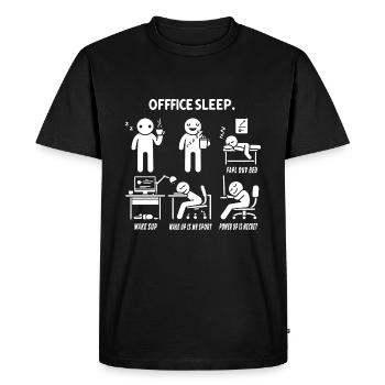 Stick figure office sleep humor at work - Men's Premium Organic T-Shirt - black - Front - Nico (187cm)