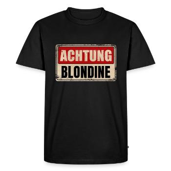 ATTENTION BLONDE - Men's Premium Organic T-Shirt - black - Front - Nico (187cm)