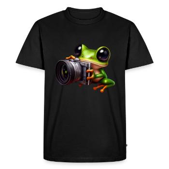 Photographe grenouille en action - T-shirt Premium bio Homme - noir - Devant - Nico (187cm)