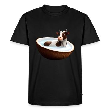Vache à la noix de - T-shirt Premium bio Homme - noir - Devant - Nico (187cm)