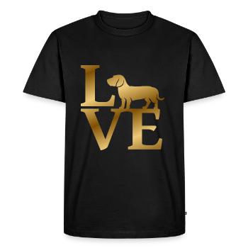 Teckel d’amour - T-shirt Premium bio Homme - noir - Devant - Nico (187cm)
