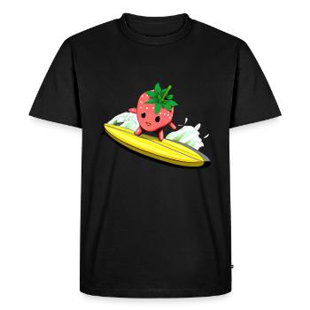 Surfing Strawberry - Fruit Adventure - T-shirt Premium bio Homme - noir - Devant - Nico (187cm)