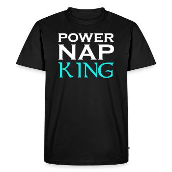 Power Nap King Design Motif - Men's Premium Organic T-Shirt - black - Front - Nico (187cm)