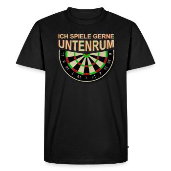 Lustiger Dart Spruch Ich Spiele Gerne Untenrum - Männer Premium Bio T-Shirt - Schwarz - Vorne - Nico (187cm)