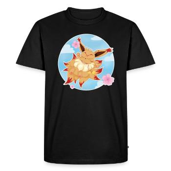 Adorable petit Renard à neuf queue / kitsune - T-shirt Premium bio Homme - noir - Devant - Nico (187cm)