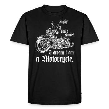 I dont snore - I dream i am a Motorcycle - Men's Premium Organic T-Shirt - black - Front - Nico (187cm)