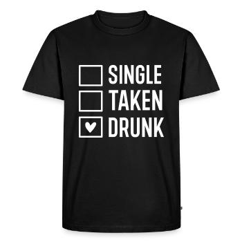 Single Taken Drunk - Men's Premium Organic T-Shirt - black - Front - Nico (187cm)