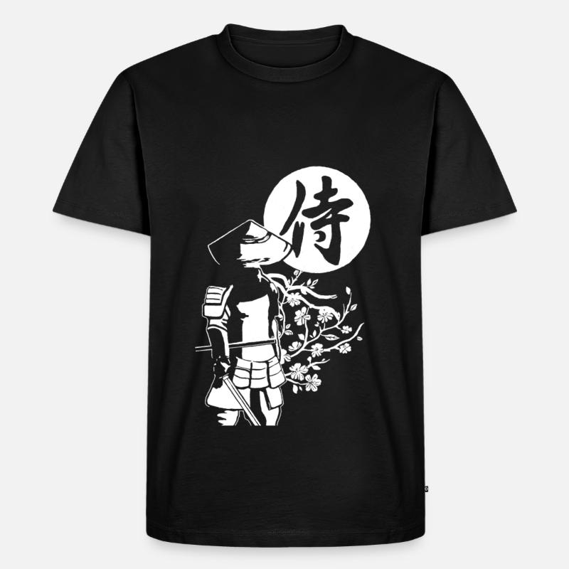 Weißer Samurai - Männer Premium Bio T-Shirt - Schwarz