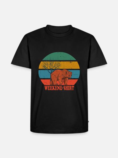 Retro Bear Weekend Shirt - Männer Premium Bio T-Shirt - Schwarz