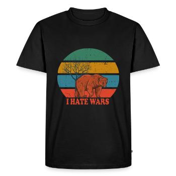Retro Bear je déteste les guerres - T-shirt Premium bio Homme - noir - Devant - Nico (187cm)