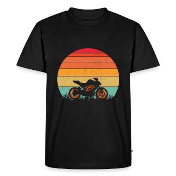 moto sunset retro orange - T-shirt Premium bio Homme - noir - Devant - Nico (187cm)