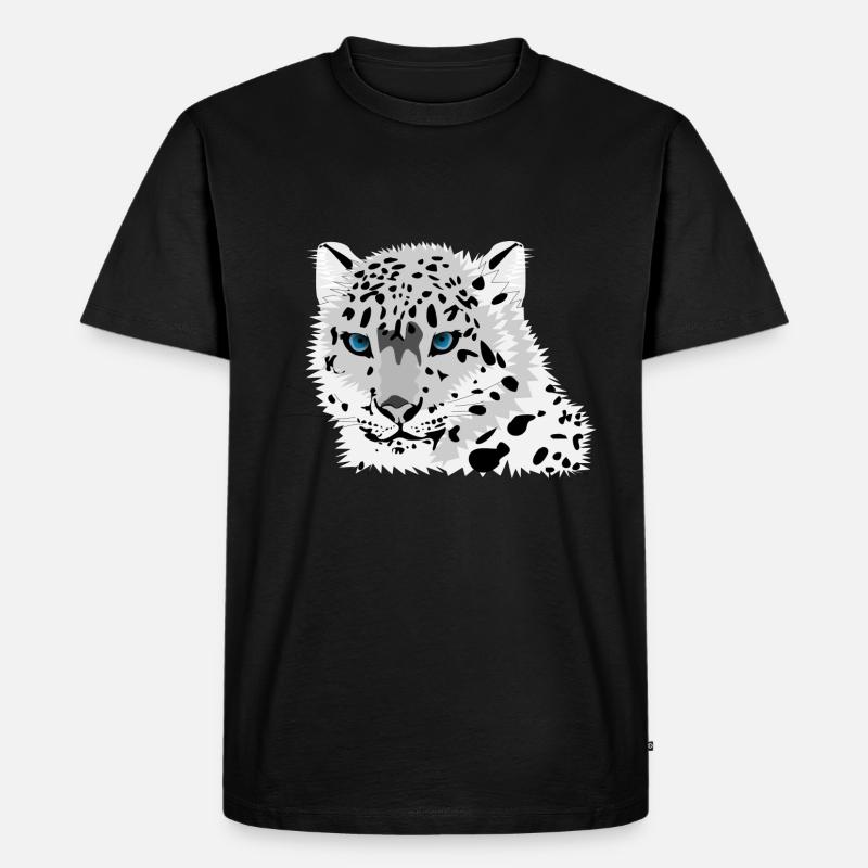 Schneeleopard - Männer Premium Bio T-Shirt - Schwarz