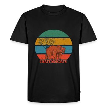 Retro Bear i hate mondays - Men's Premium Organic T-Shirt - black - Front - Nico (187cm)