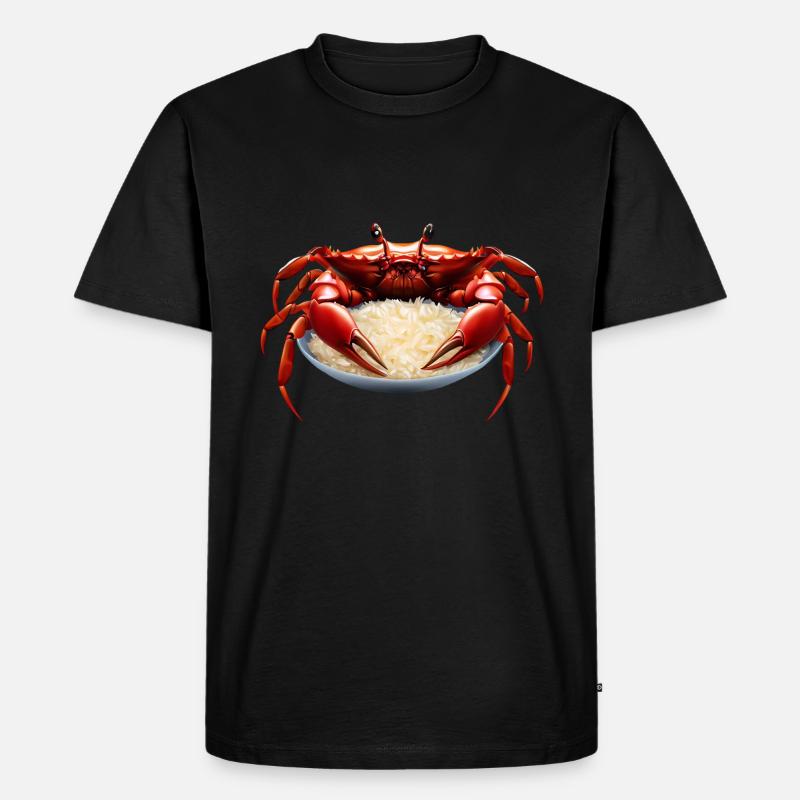 Rote Krabbe mit Reis - Männer Premium Bio T-Shirt - Schwarz