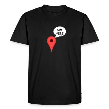 I'am Here GPS location - Men's Premium Organic T-Shirt - black - Front - Nico (187cm)