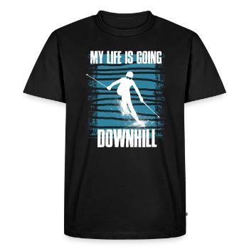 my life is going downhill skiing, skiing, skiing - Men's Premium Organic T-Shirt - black - Front - Nico (187cm)