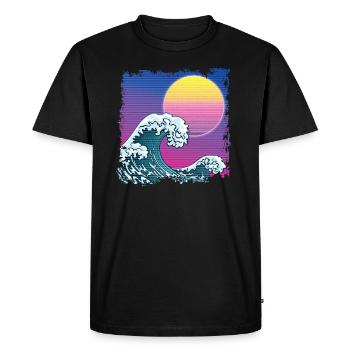 Synthwave Japan Vague - T-shirt Premium bio Homme - noir - Devant - Nico (187cm)