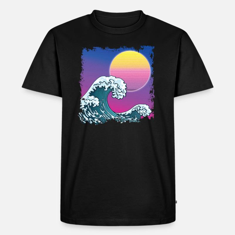Synthwave Japan Welle - Männer Premium Bio T-Shirt - Schwarz