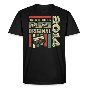 Millésime 2014 - Citation d’anniversaire rétro 2014 - T-shirt Premium bio Homme - noir - Devant - Nico (187cm)