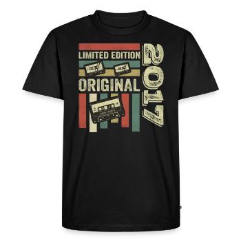 Millésime 2017 - Citation d’anniversaire rétro 2017 - T-shirt Premium bio Homme - noir - Devant - Nico (187cm)