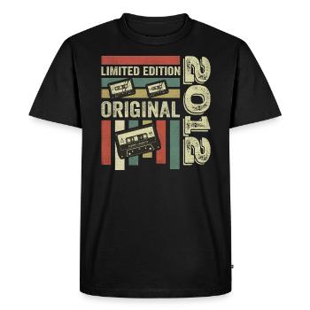 Millésime 2012 - Citation d’anniversaire rétro 2012 - T-shirt Premium bio Homme - noir - Devant - Nico (187cm)