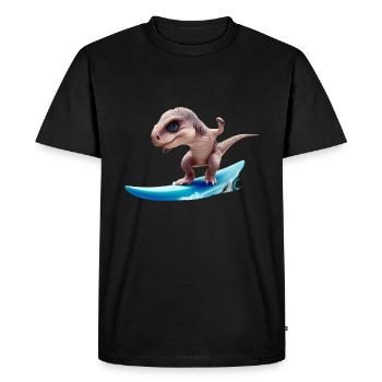 Le surfeur Dino - T-shirt Premium bio Homme - noir - Devant - Nico (187cm)