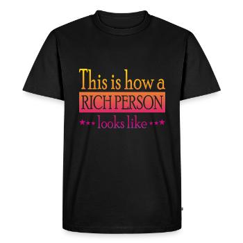 Voici à quoi ressemble une personne riche - T-shirt Premium bio Homme - noir - Devant - Nico (187cm)