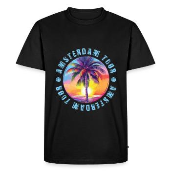 Visite d’Amsterdam colorée - T-shirt Premium bio Homme - noir - Devant - Nico (187cm)