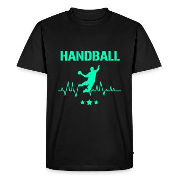 Handball ECG Heartbeat Pulse Jump Lancer - T-shirt Premium bio Homme - noir - Devant - Nico (187cm)