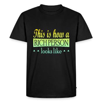 Voici à quoi ressemble une personne riche - T-shirt Premium bio Homme - noir - Devant - Nico (187cm)