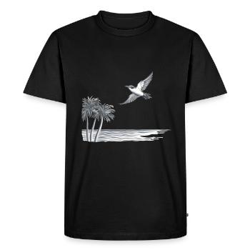 Freedom - bird flies over the sea to the horizon - Men's Premium Organic T-Shirt - black - Front - Nico (187cm)