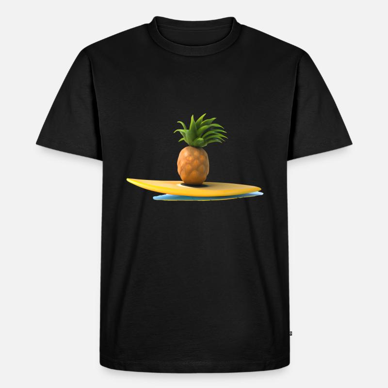 Surfende Ananas - Männer Premium Bio T-Shirt - Schwarz