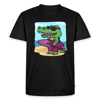 C'est le temps de surf de Crocodile C'est Crocodiles Sur - T-shirt Premium bio Homme - noir - Devant - Nico (187cm)