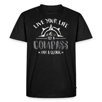 Life compass travel hiking trip gift - Men's Premium Organic T-Shirt - black - Front - Nico (187cm)