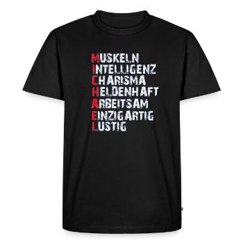 Michael - Männer Premium Bio T-Shirt - Schwarz - Vorne - Nico (187cm)