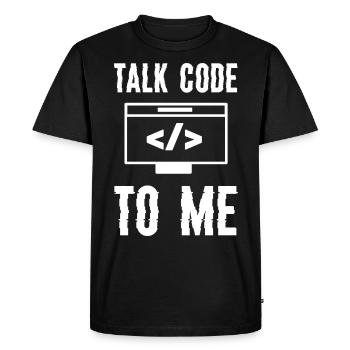 Codage Programmation Talk Code To Me - T-shirt Premium bio Homme - noir - Devant - Nico (187cm)