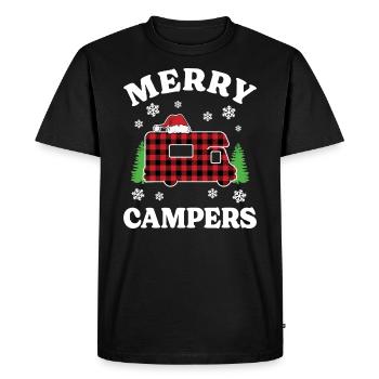 Joyeux Campeurs Camping-Car Noël Retraite - T-shirt Premium bio Homme - noir - Devant - Nico (187cm)