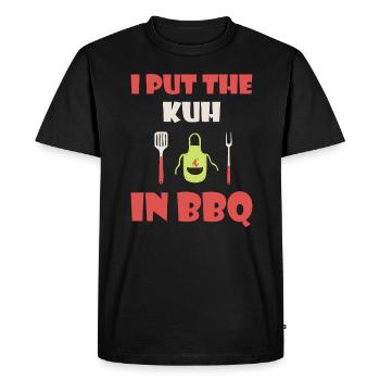 J’ai mis la vache dans le barbecue - drôle de chemise grillade - T-shirt Premium bio Homme - noir - Devant - Nico (187cm)