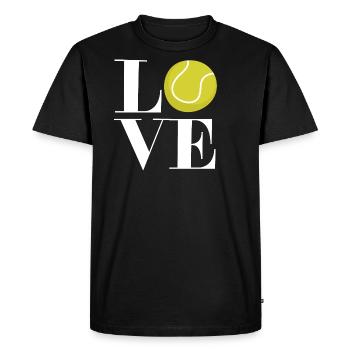Love Tennis Ball joueur de tennis coeur - T-shirt Premium bio Homme - noir - Devant - Nico (187cm)